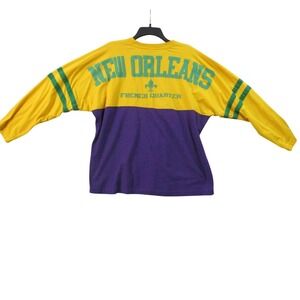 Classic New Orleans French Quarter Shirt Men XL Purple Yellow Colorblock Long SL